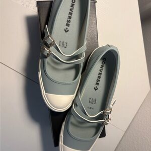 Converse Mary Jane Sneakers in Light Blue and White